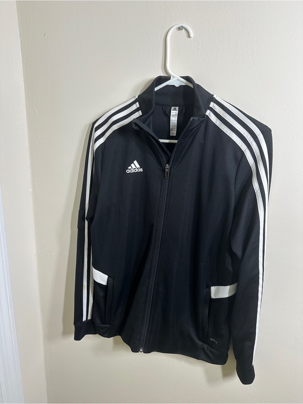 adidas Black Track Jacket with White 3-Stripes